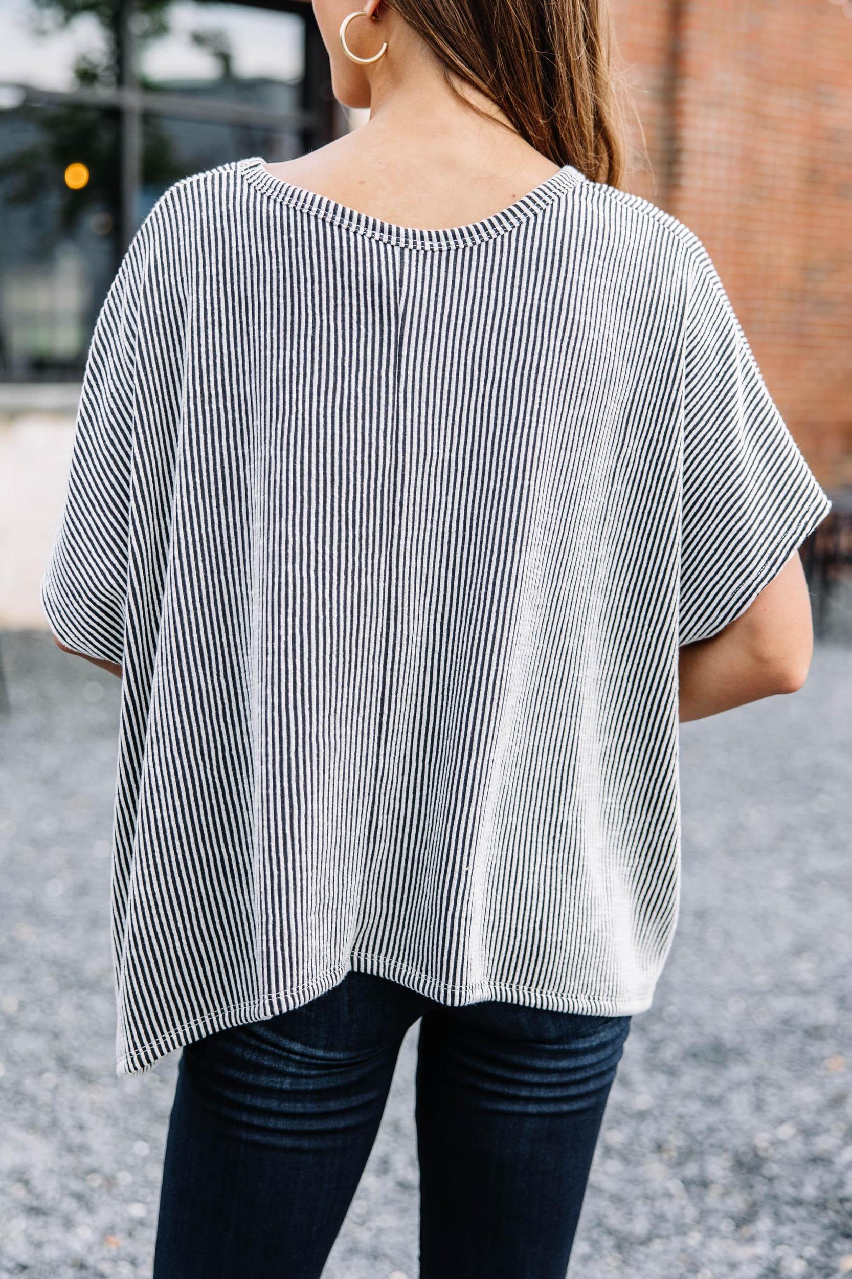 Confident Decisions Black Ribbed Top Female Product Image