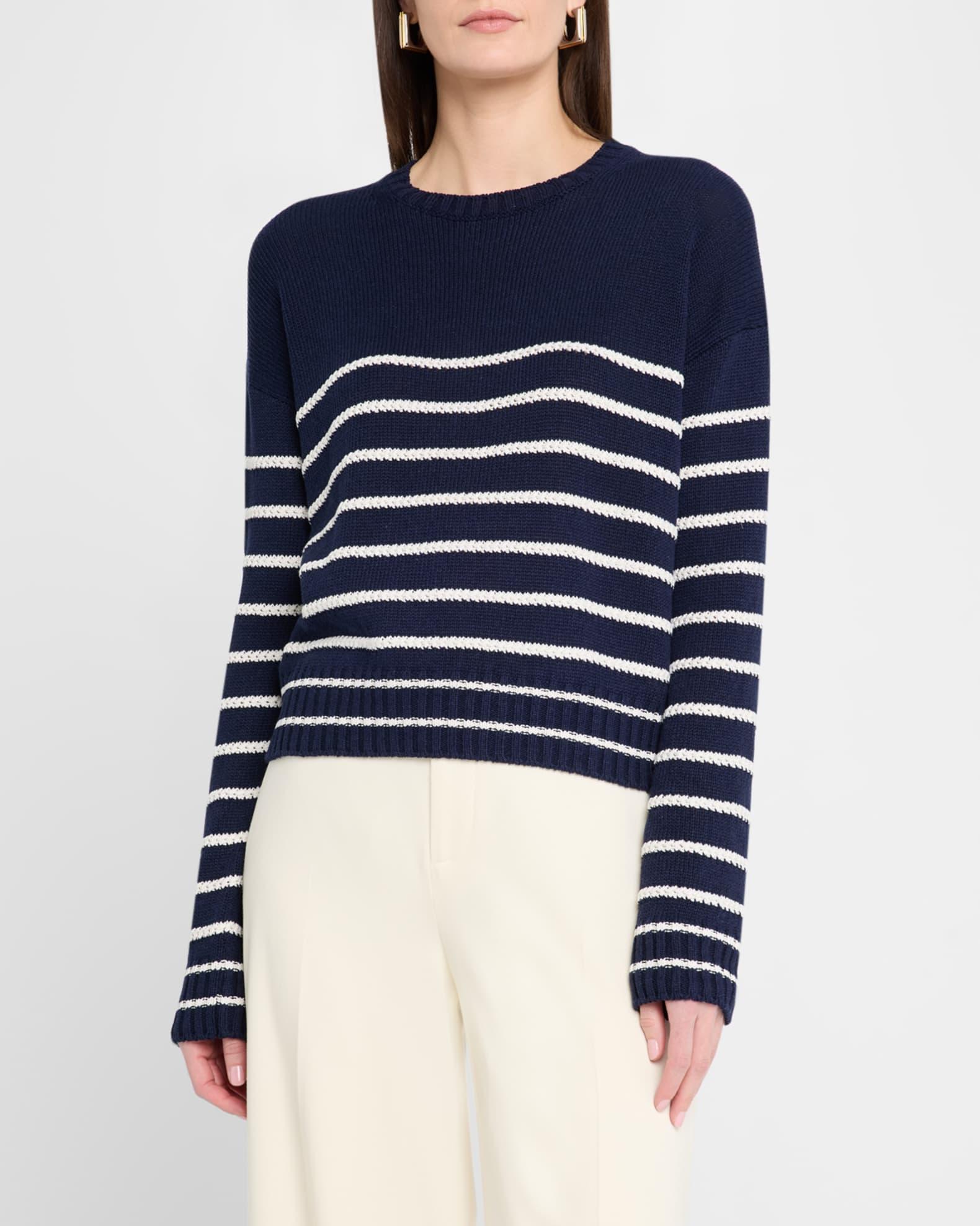 Striped Lofty Silk-Linen Crewneck Sweater Product Image