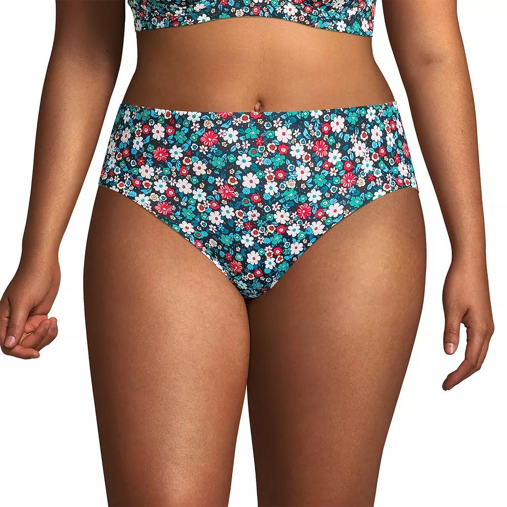 Plus Size Lands' End Reversible UPF 50 Bikini Swim Bottoms, Women's, Size: 22 W, Floral Gingham Product Image