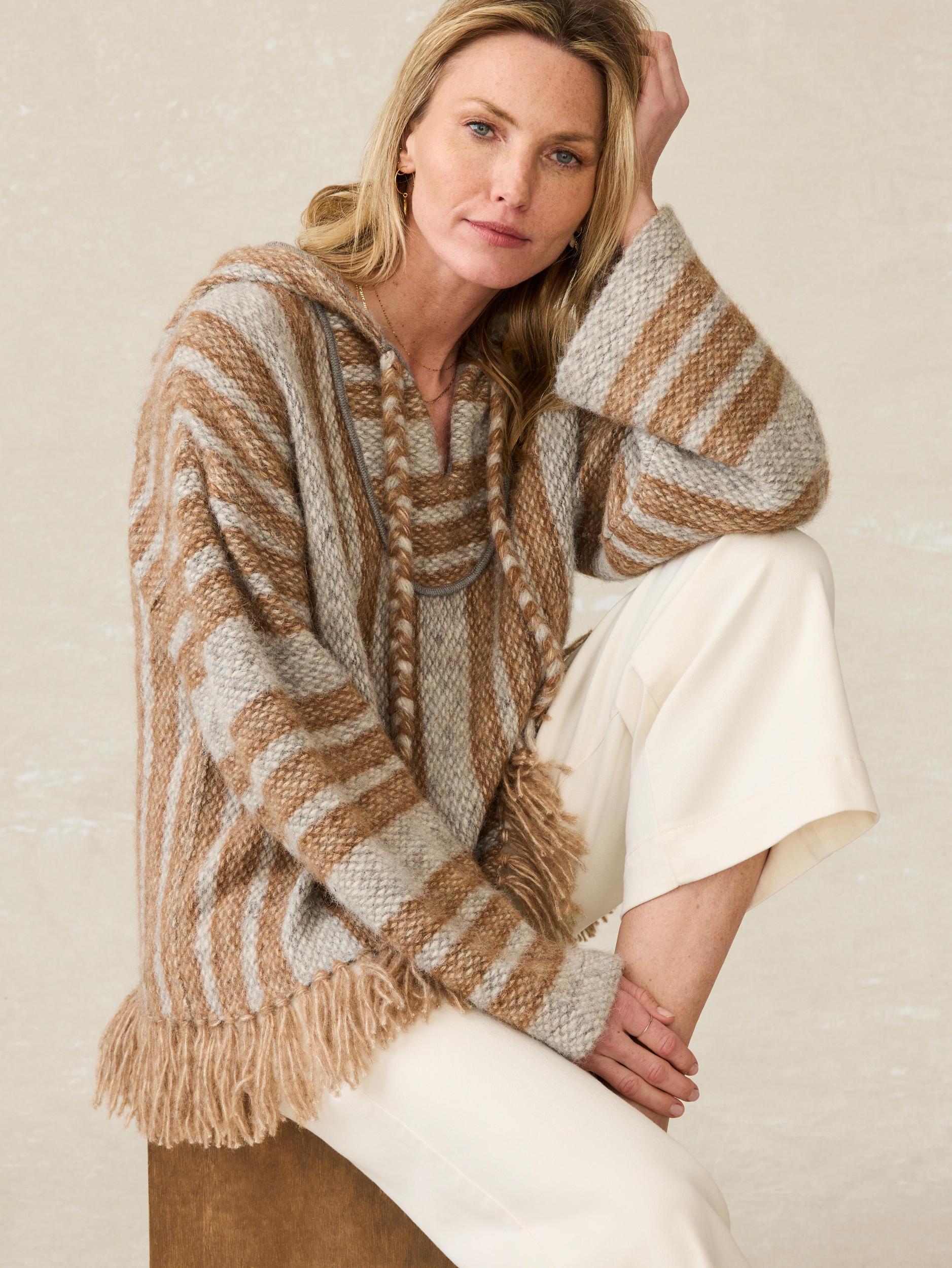 Snowfields Cashmere Blend Poncho - Pebble Grey Female Product Image