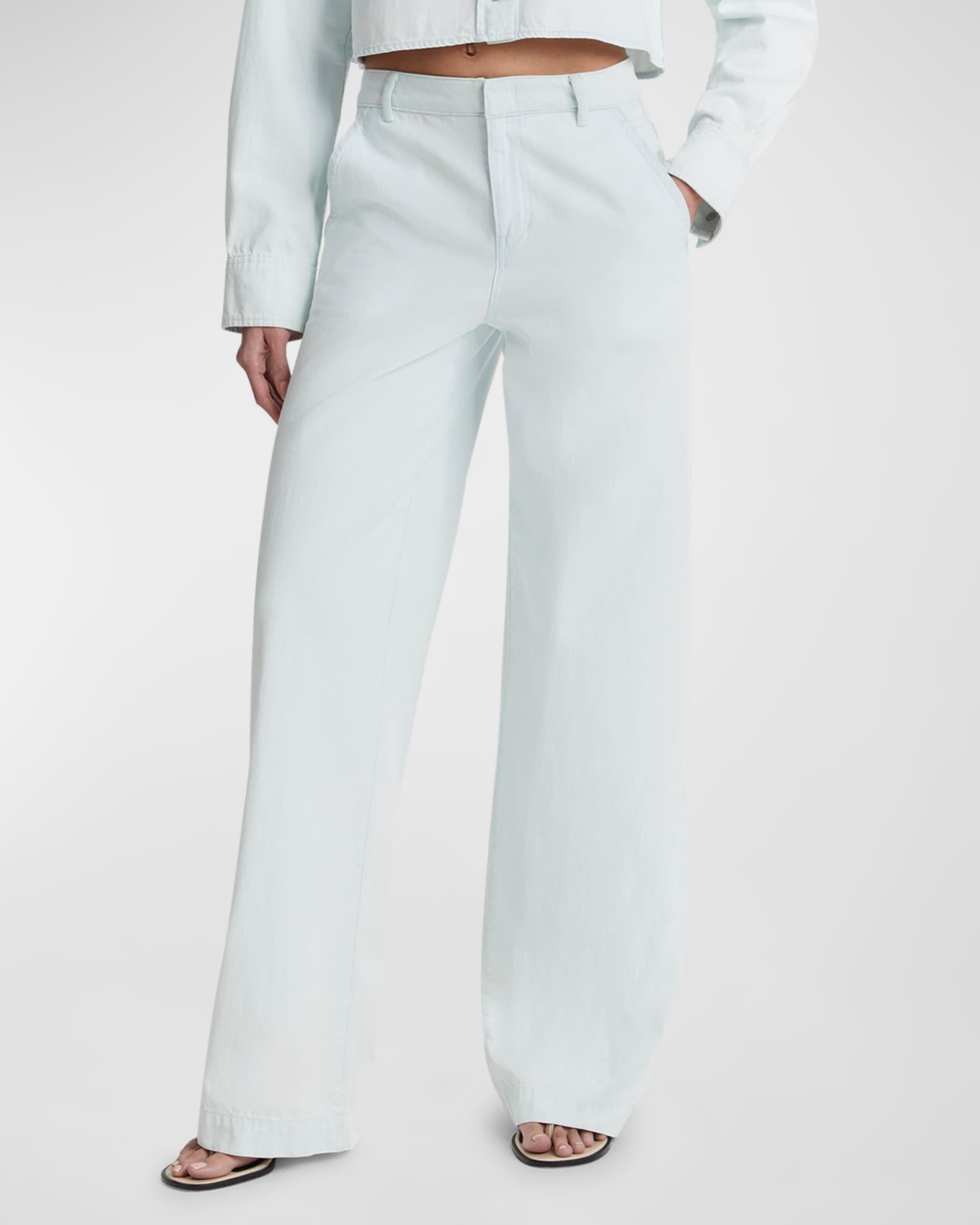 Washed Cotton Wide-Leg Trousers Product Image