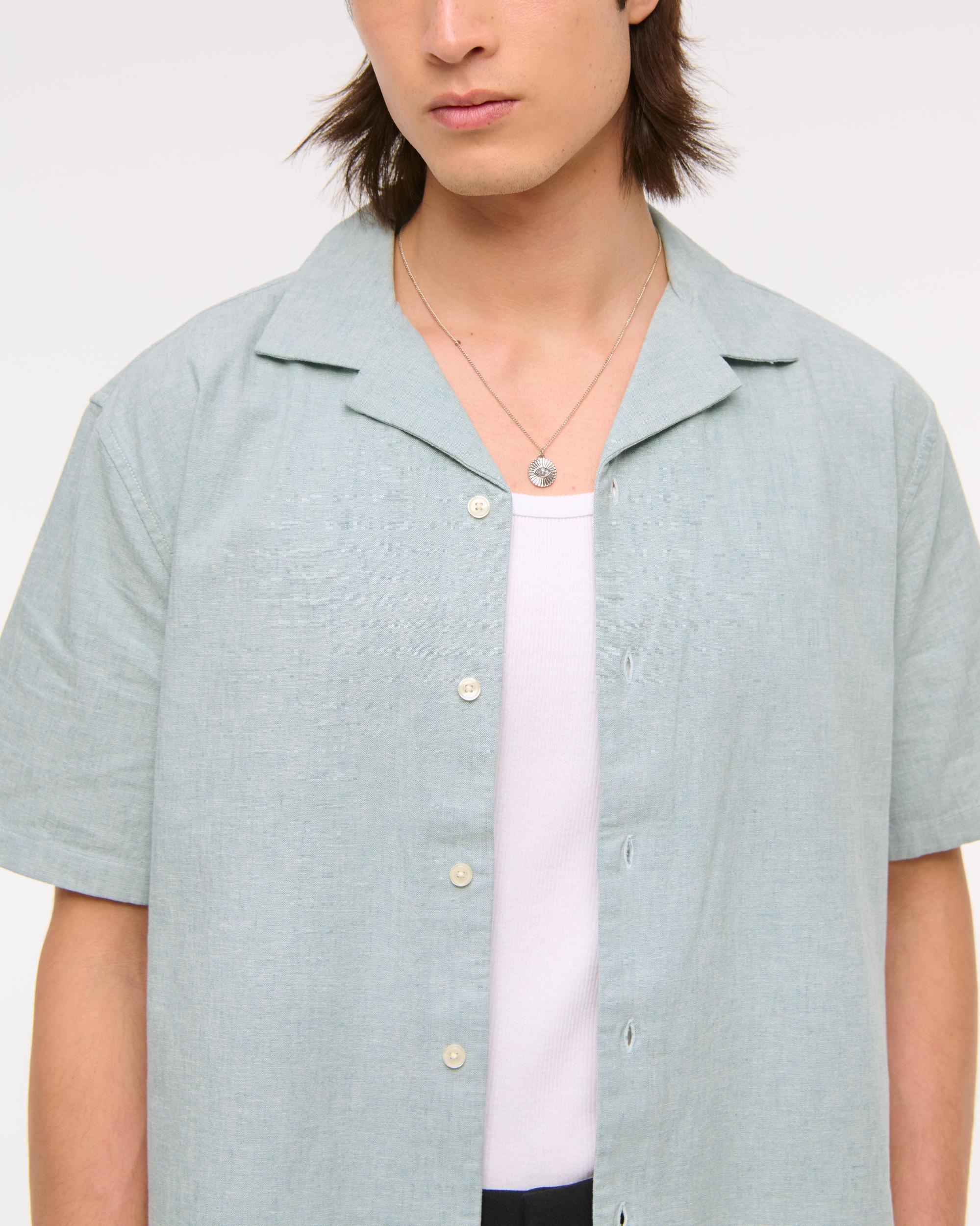 Camp Collar Summer Linen-Blend Shirt Product Image