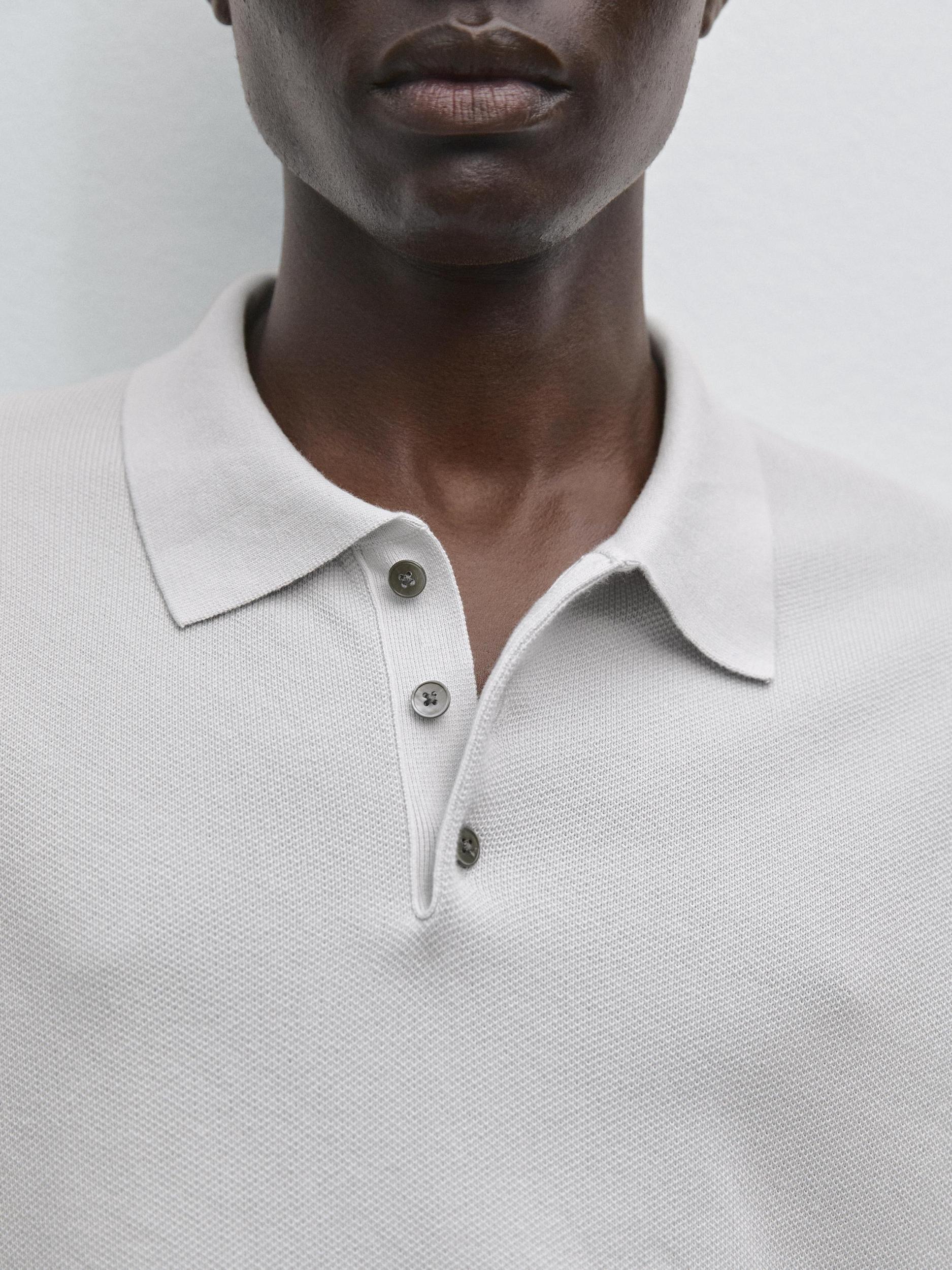 100% cotton textured knit polo shirt Product Image