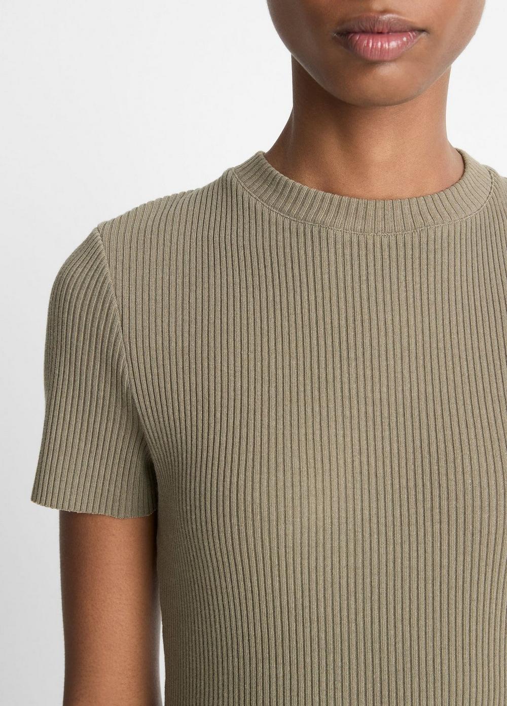 Ribbed Cotton-Blend Crew Neck Dress Product Image