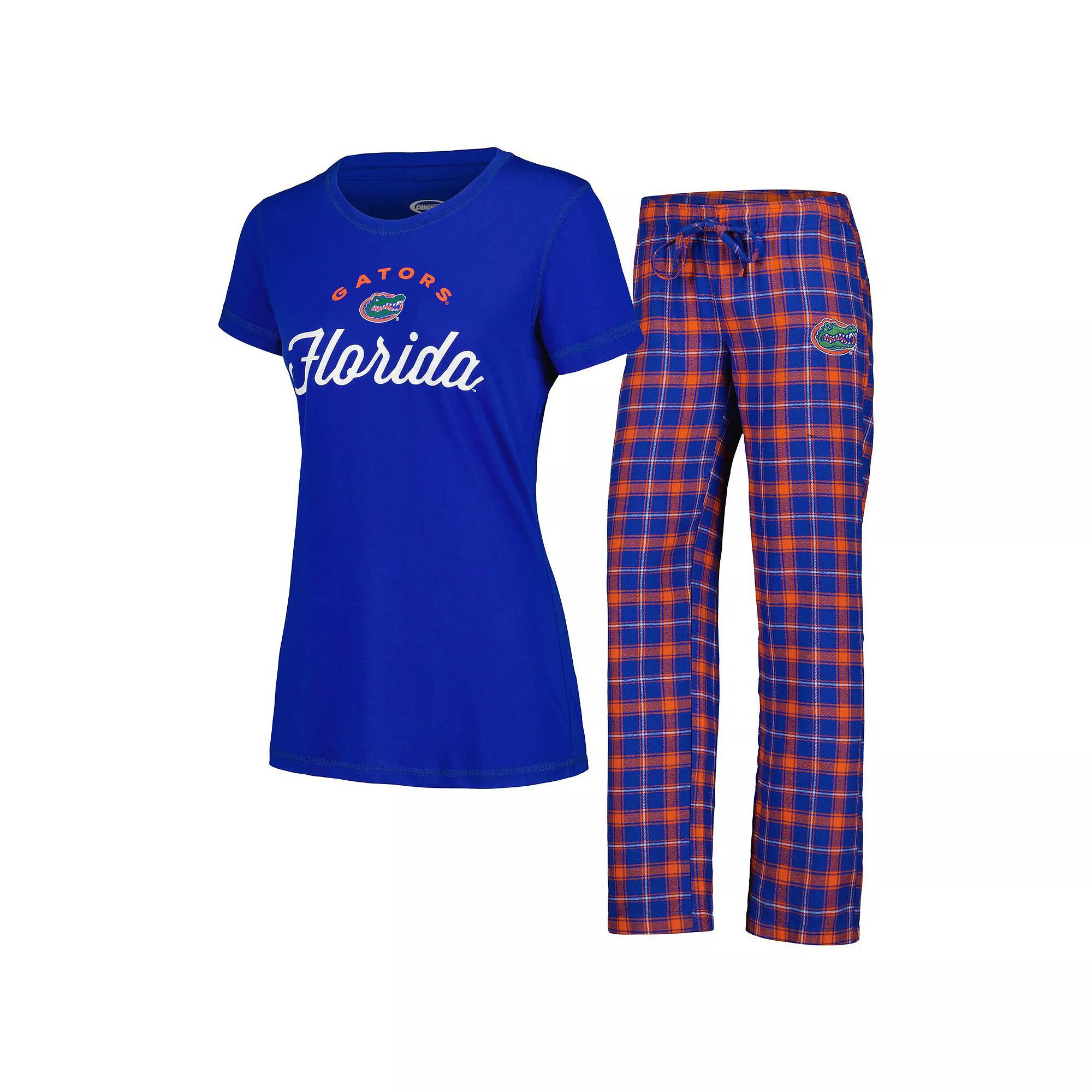 Women's Concepts Sport Royal/Orange Florida Gators Arctic T-Shirt & Flannel Pants Sleep Set, Size: 3XL, Blue Product Image