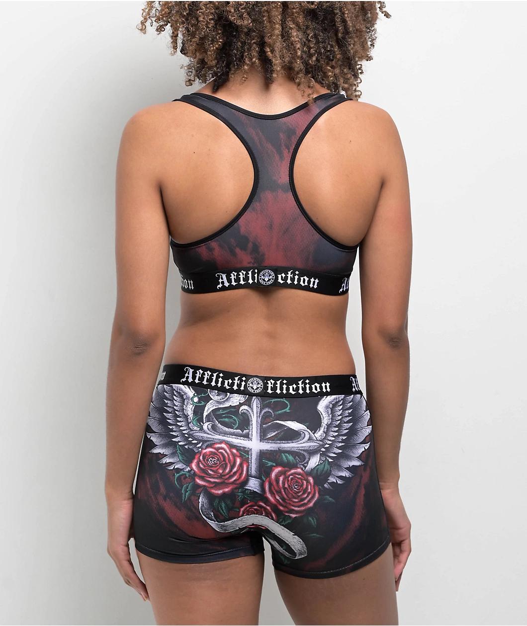 Affliction Ion Black & Red Sports Bra Product Image