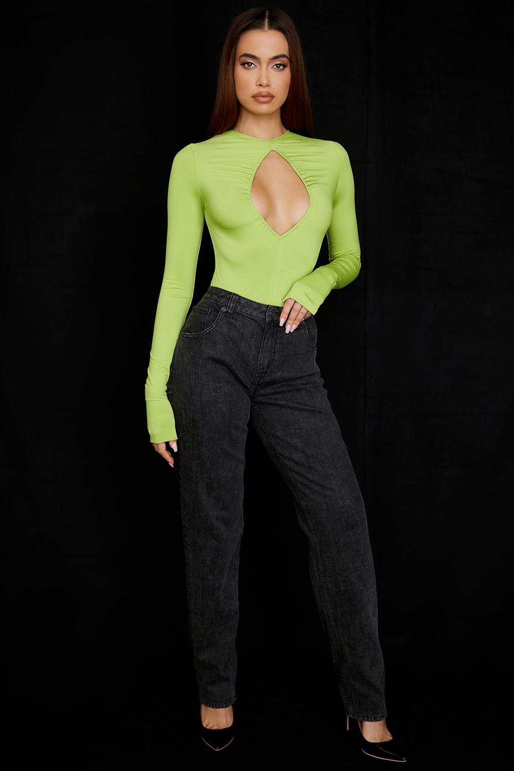 Estrelle  lime green cutout bodysuit Product Image