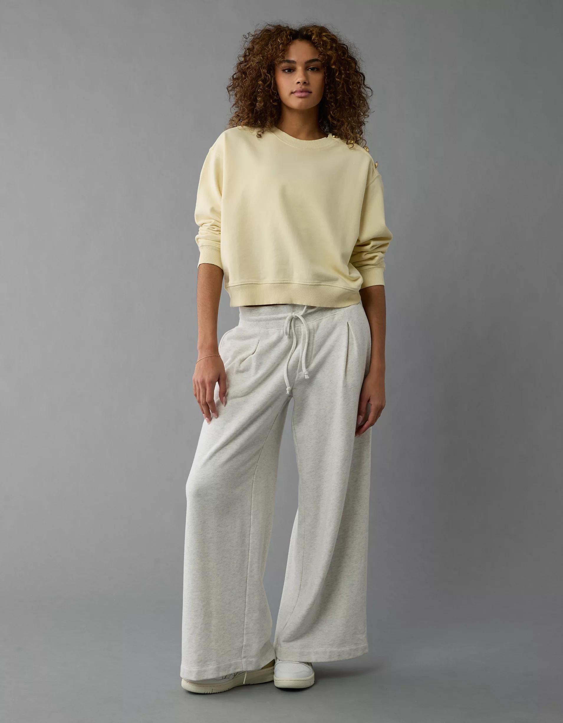 AE Button Shoulder Sweatshirt Product Image