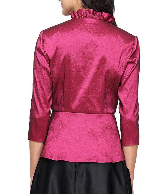 Alex Evenings Stretch Taffeta Ruffle Detail Surplice Neckline Peplum Hem Blouse Top Product Image