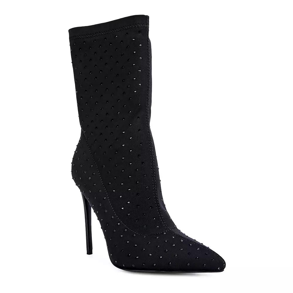 London Rag Cheugy Women's Rhinestone High Heel Ankle Boots,  Product Image