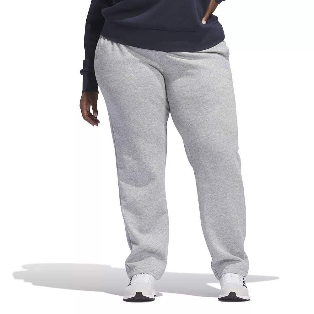 Plus Size adidas Essentials Feel Cozy Open Hem Sportswear Pants, Women's, Size: 2XL, Medium Gray White Product Image