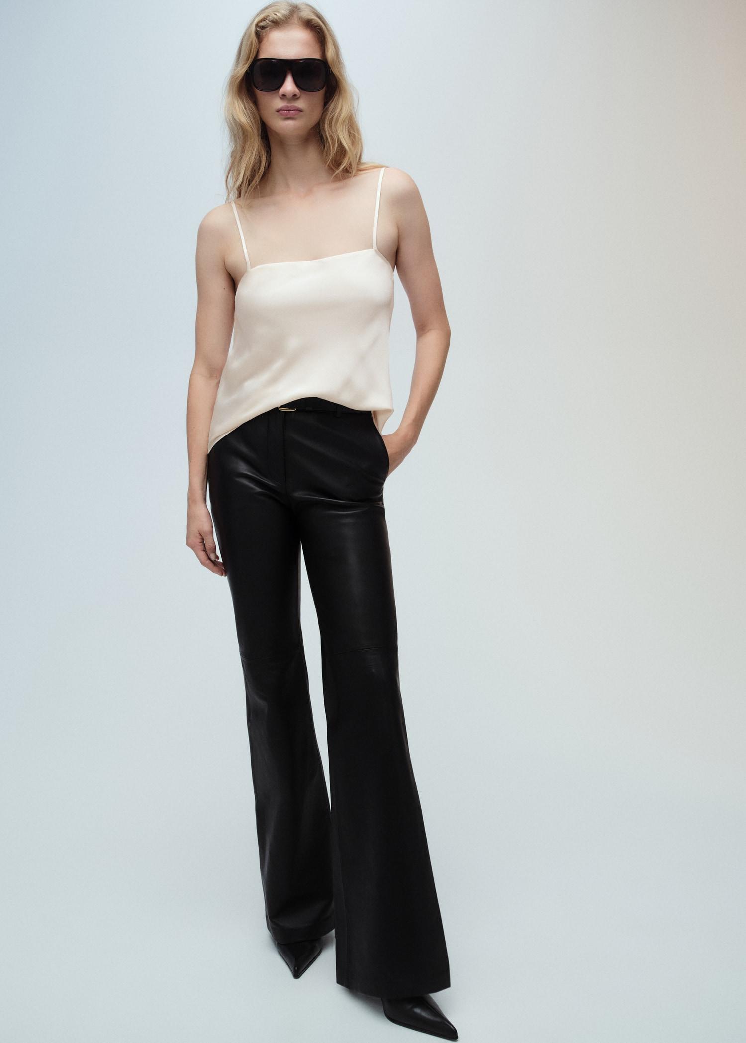 Satin top with thin straps - Women | MANGO USA Product Image