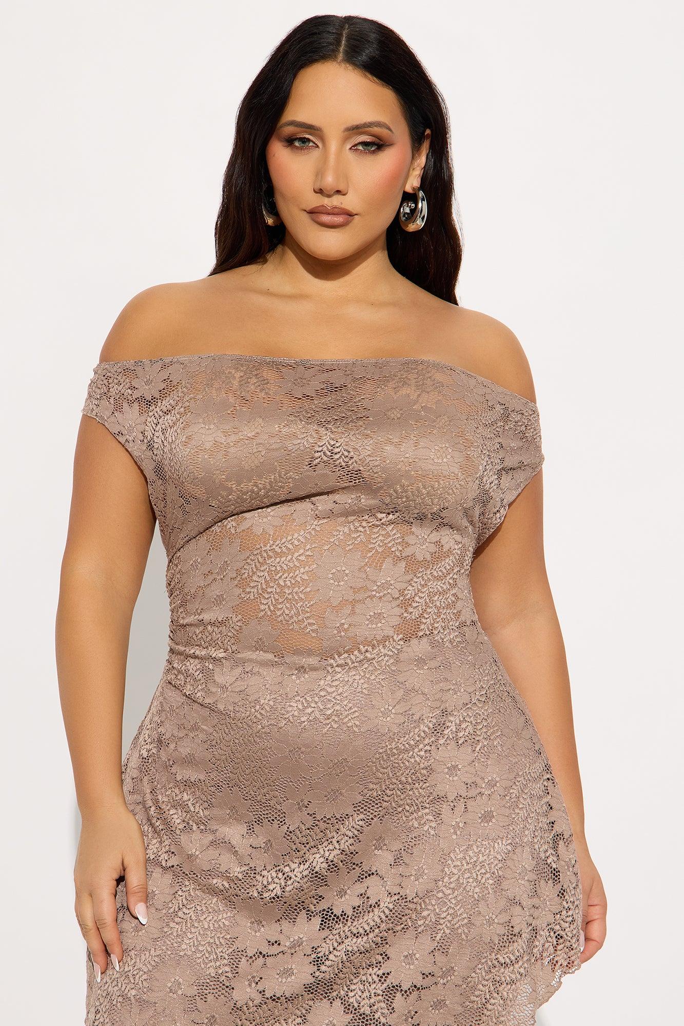 Genesis Lace Off Shoulder Pant Set - Mocha Female Product Image