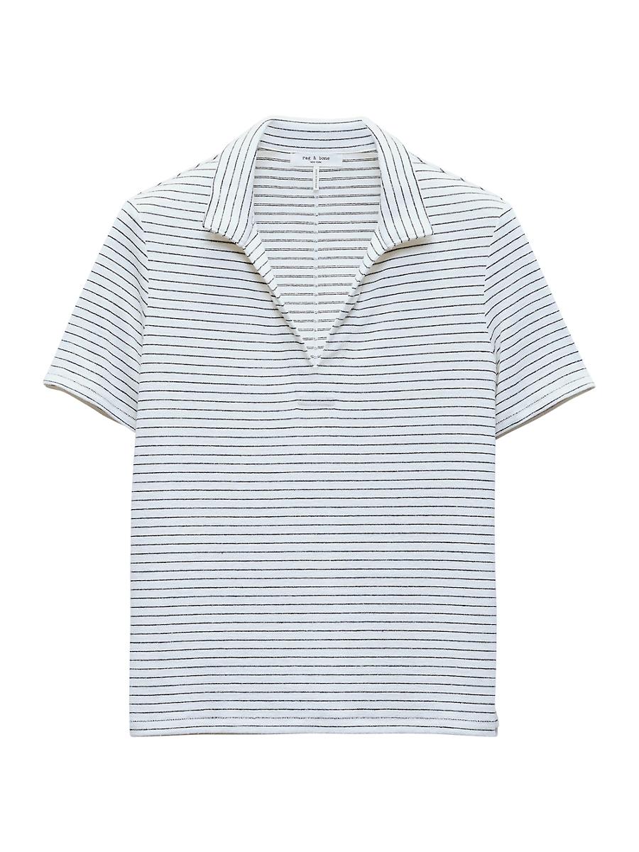 Womens Striped Knit Polo Top Product Image