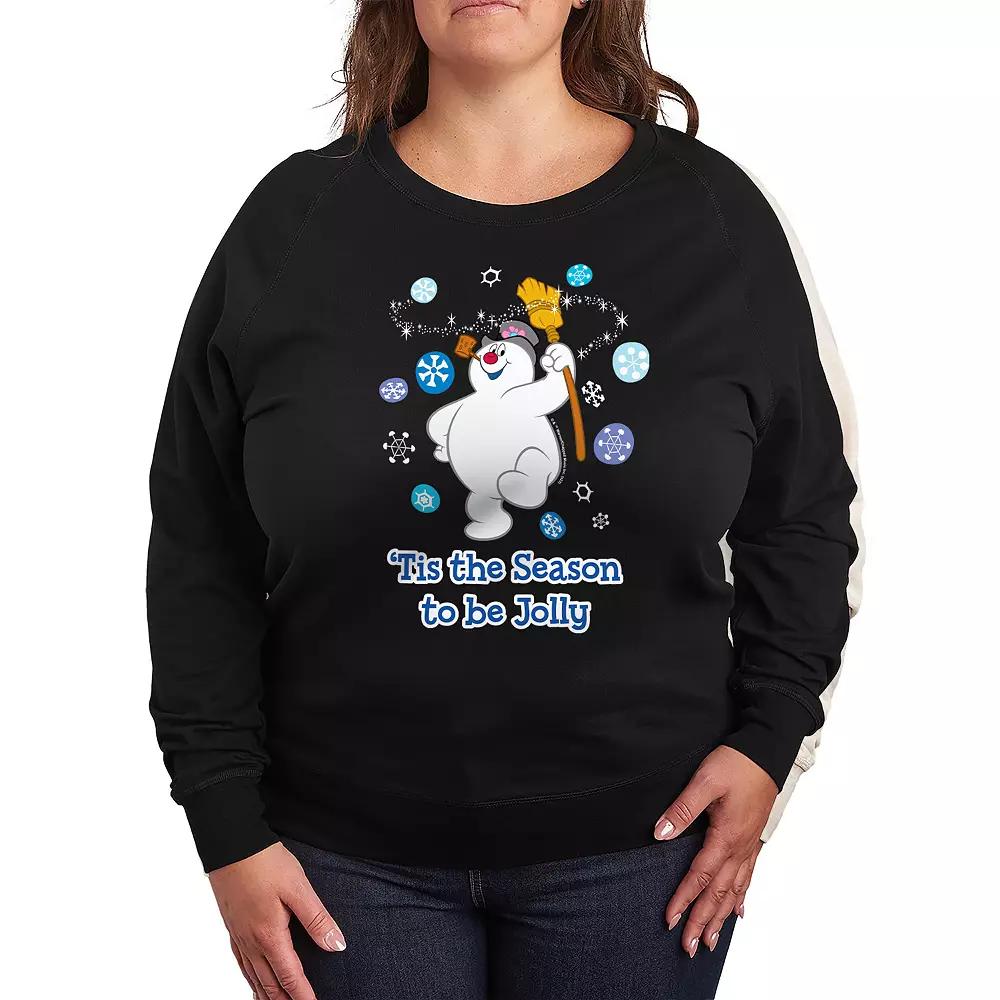 Plus Size Frosty The Snowman Be Jolly French Terry Long Sleeve Tee, Women's, Size: 3XL, Black Product Image
