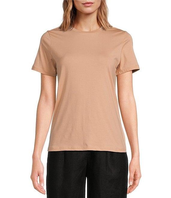 Le' AL.X Short Sleeve Crew Neck Knit Jersey Pima Cotton Tee Top Product Image