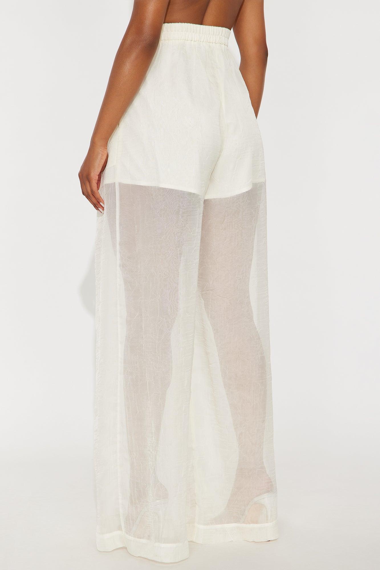 Hollie Wide Leg Organza Pant - Cream Female Product Image
