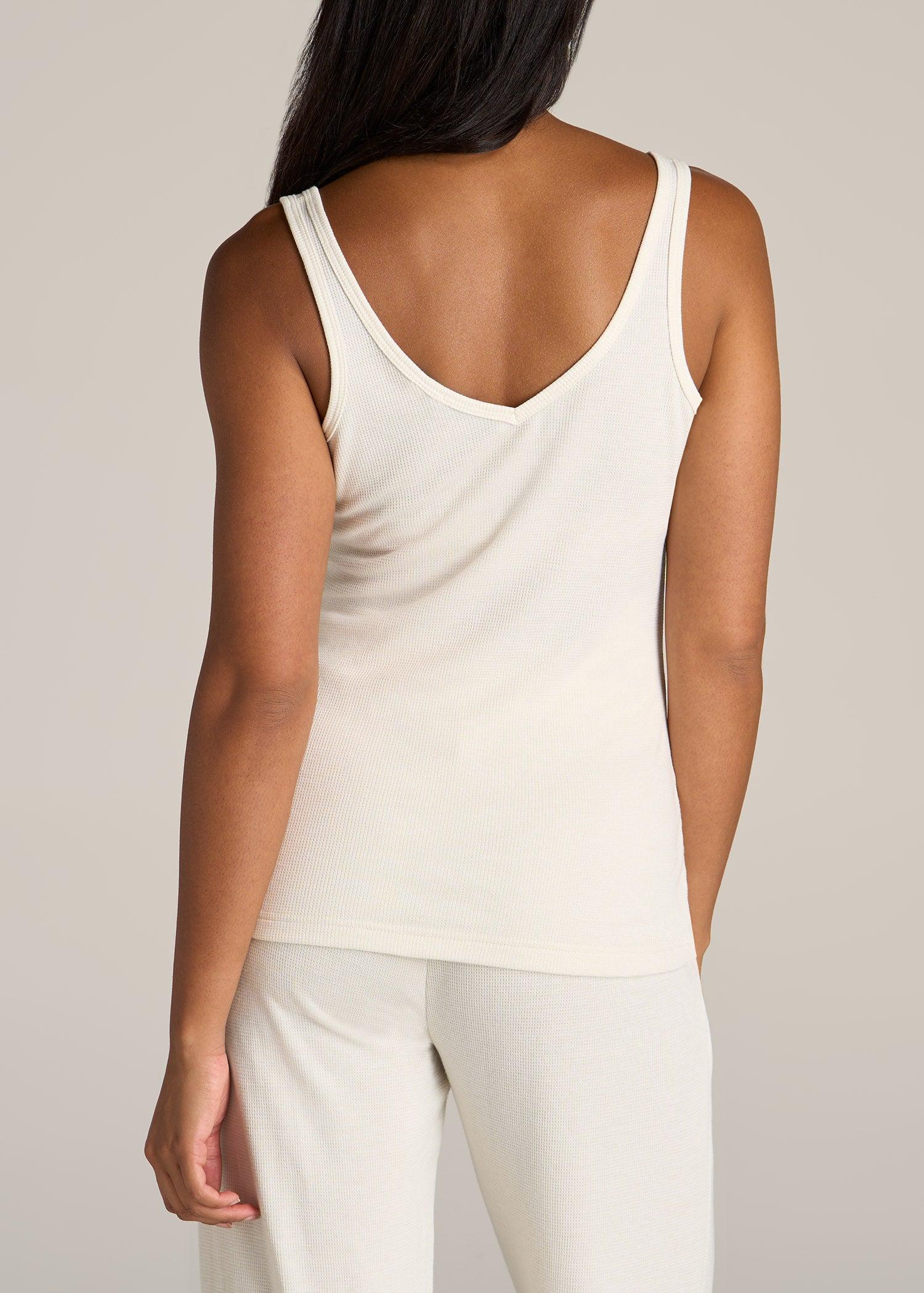 Waffle Tank Top for Tall Women in White Alyssum Female Product Image