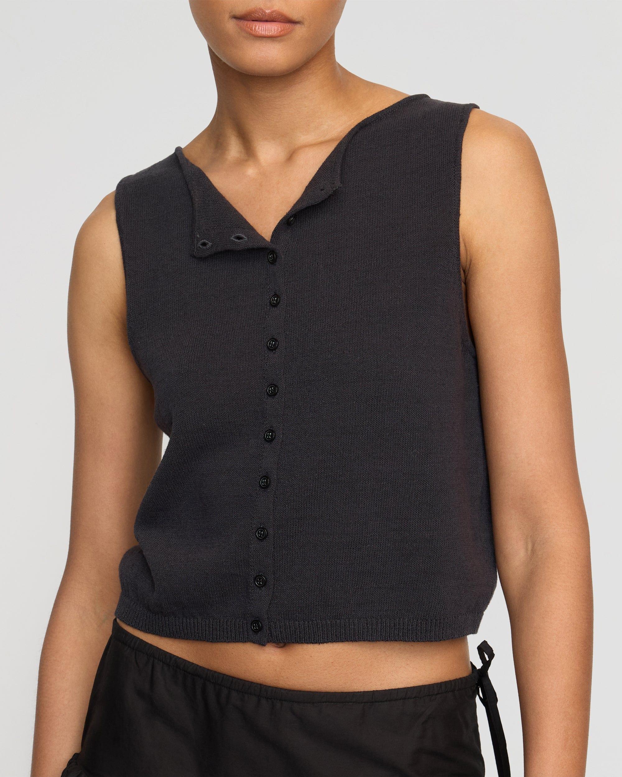 Elith Cotton-Linen Button Knit Vest Product Image