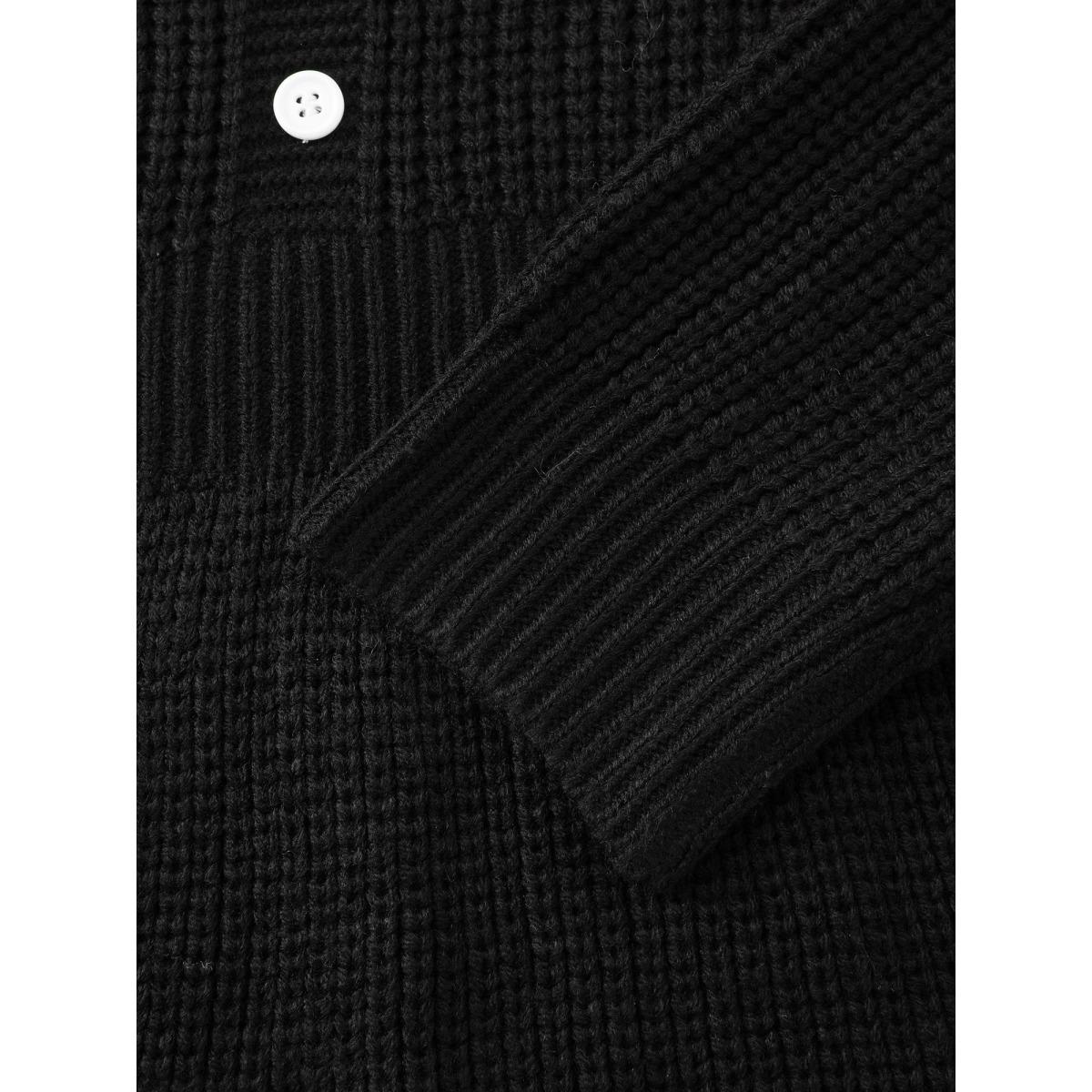 Plus Size Cloudy Crochet Neckline Midi Sweater Dress Black Women Romantic Bodycon Long Sleeve Elegant Sweater Dresses BloomChic 14-16/1X Product Image