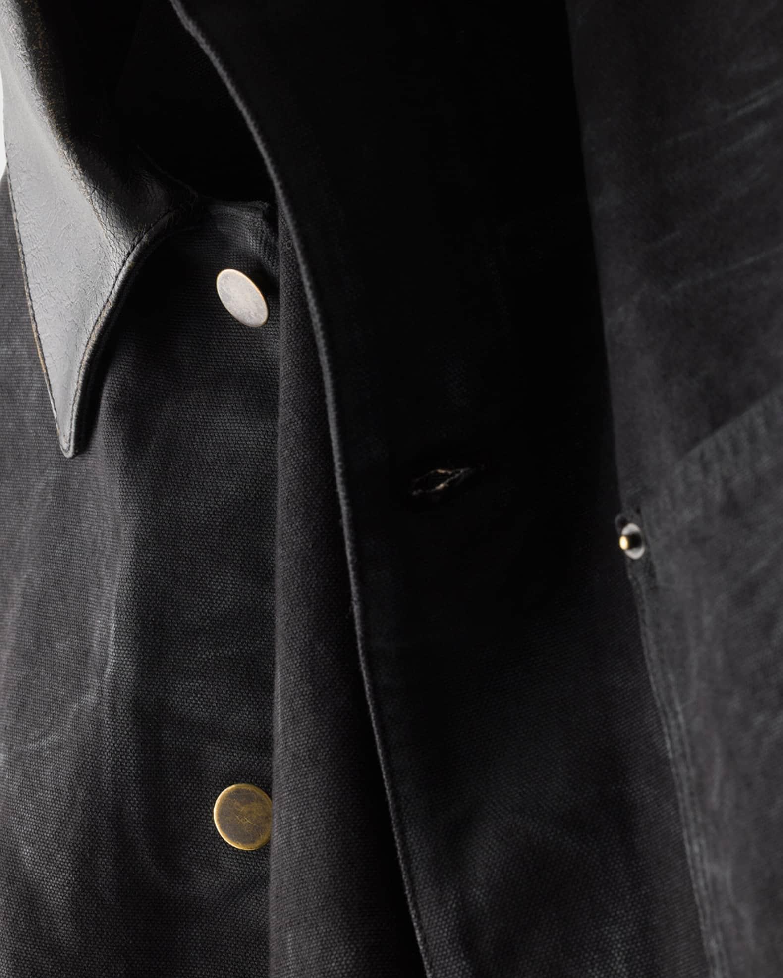 Leather-Collar Canvas Blouson Jacket Product Image