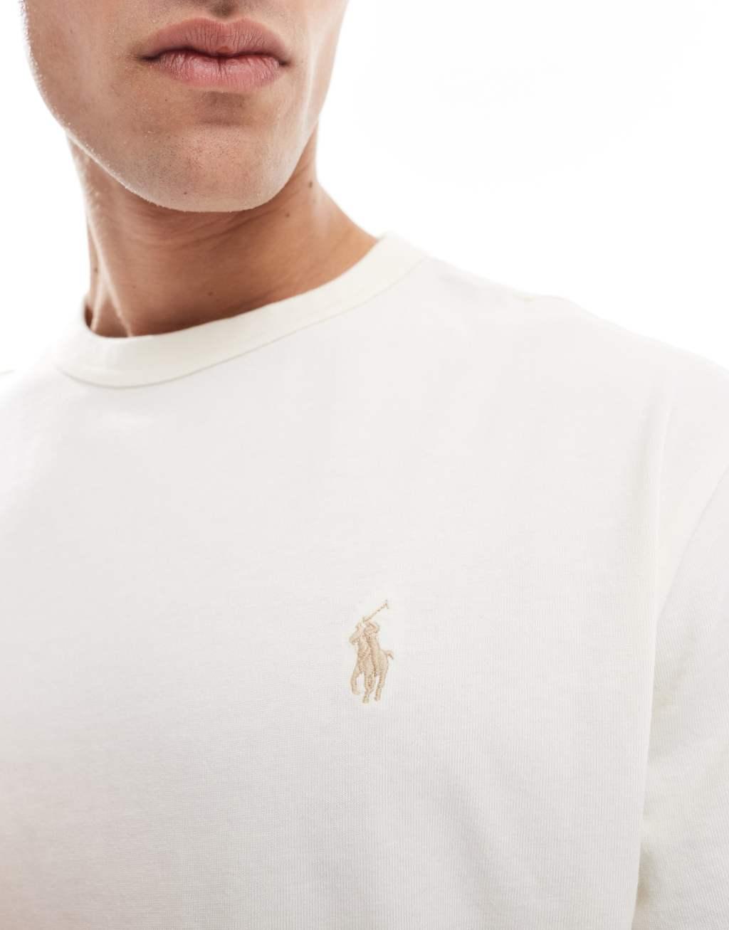 Polo Ralph Lauren icon logo midweight oversized t-shirt in cream Product Image