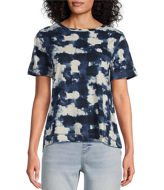 Westbound Painterly Streaks Short Sleeve Crew Neck Top Product Image