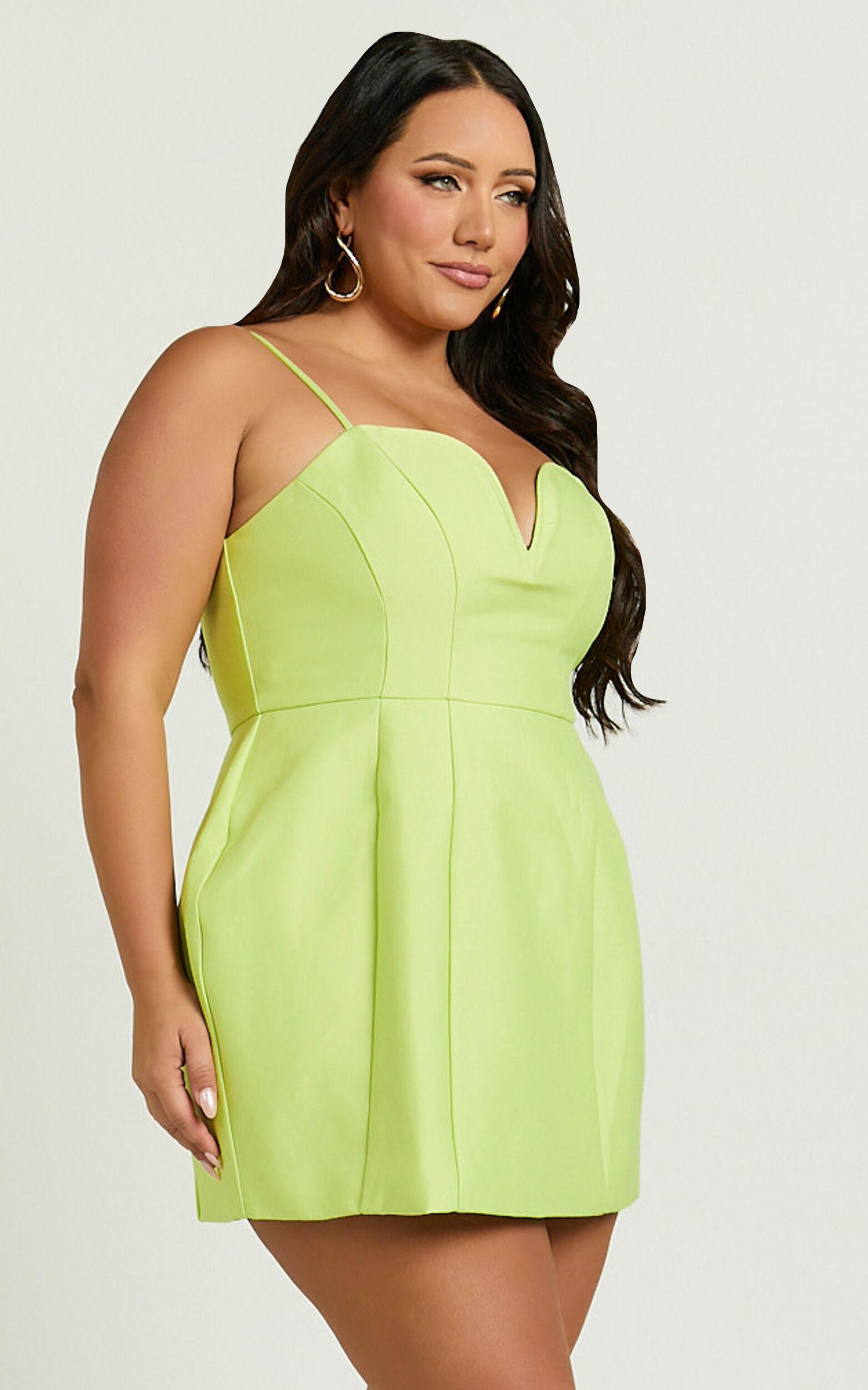 Amalie The Label - Kora Plunge A Line Mini Dress in Citrus Product Image