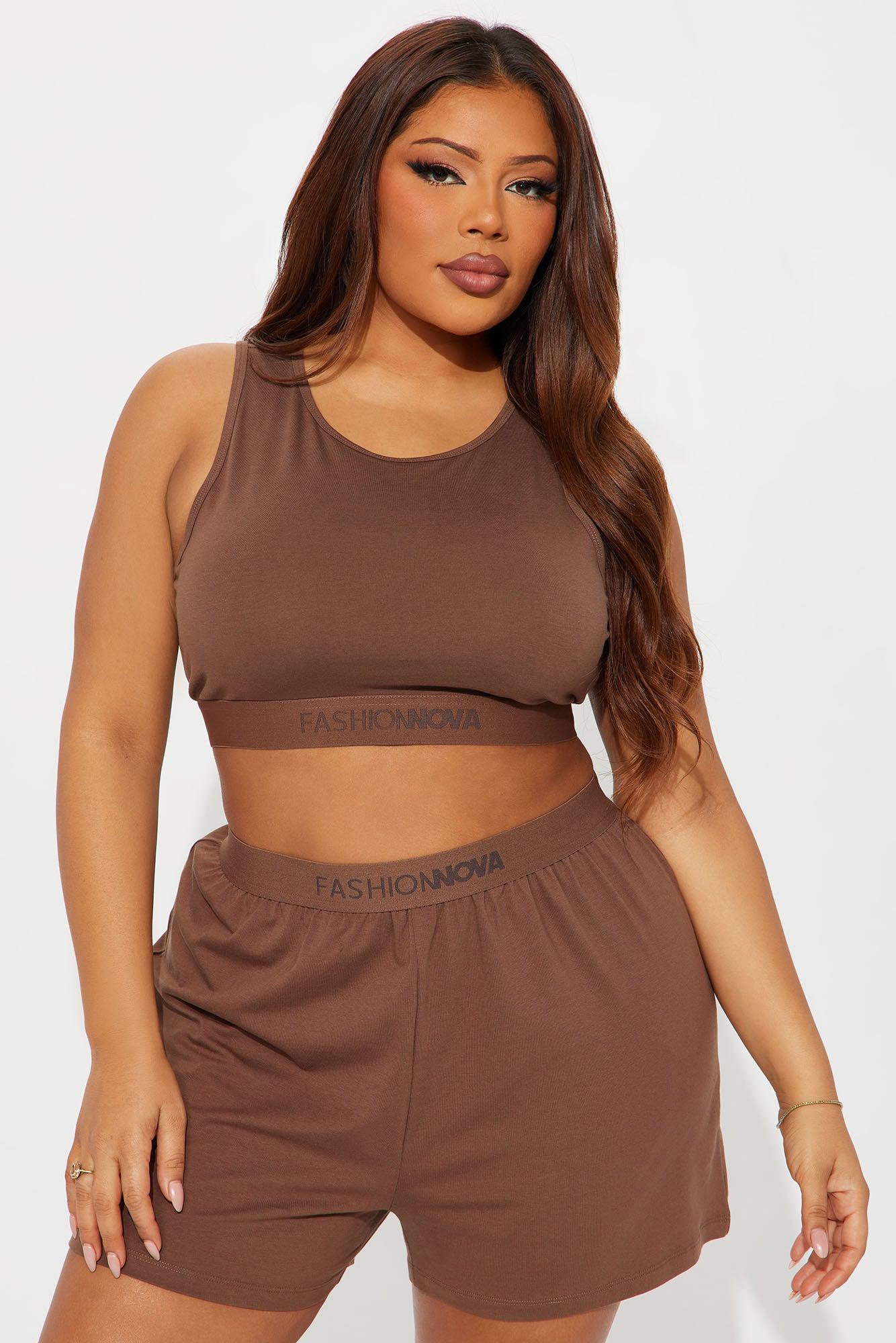 FN Mood High Neck Cotton Bra - Chocolate Female Product Image