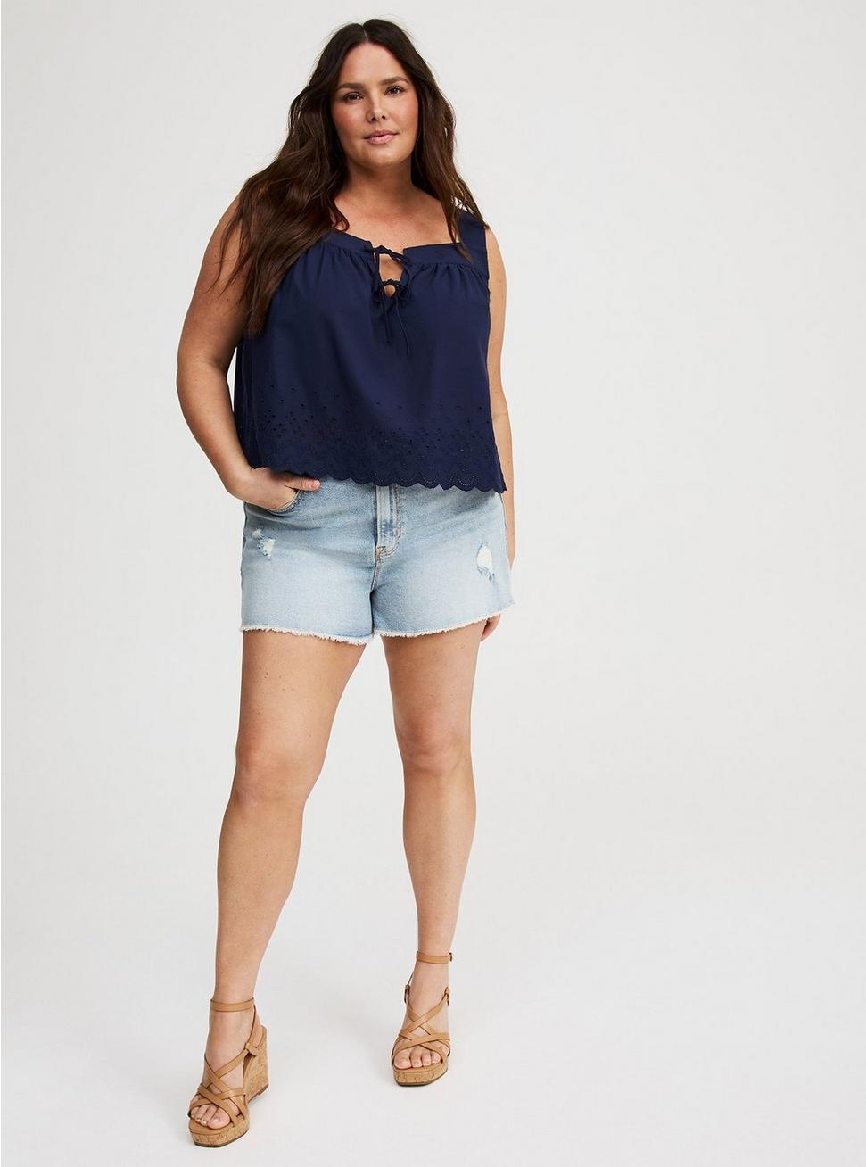 Eyelet Trim Front Crop Top Product Image