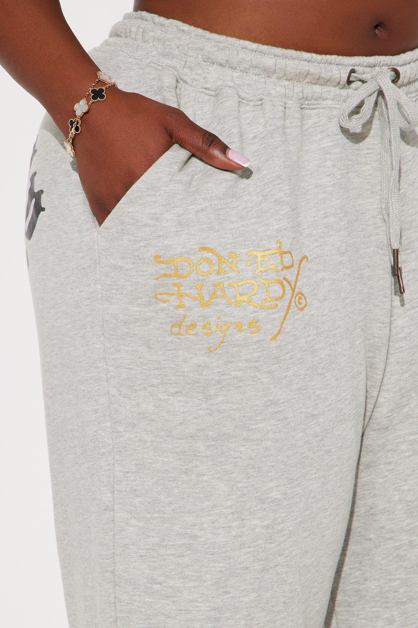 Heart Of Roses Ed Hardy Pant - Heather Grey Product Image