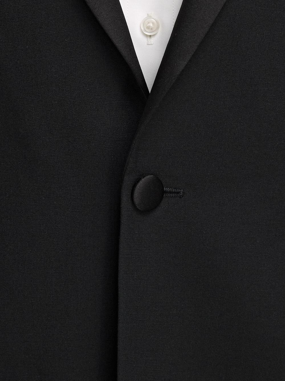 Wool Stretch Single Breasted Peak Lapel Tuxedo Jacket - Black Product Image