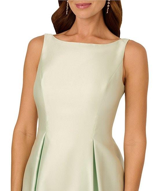 Adrianna Papell Boat Neck Sleeveless A-Line Taffeta Dress Product Image