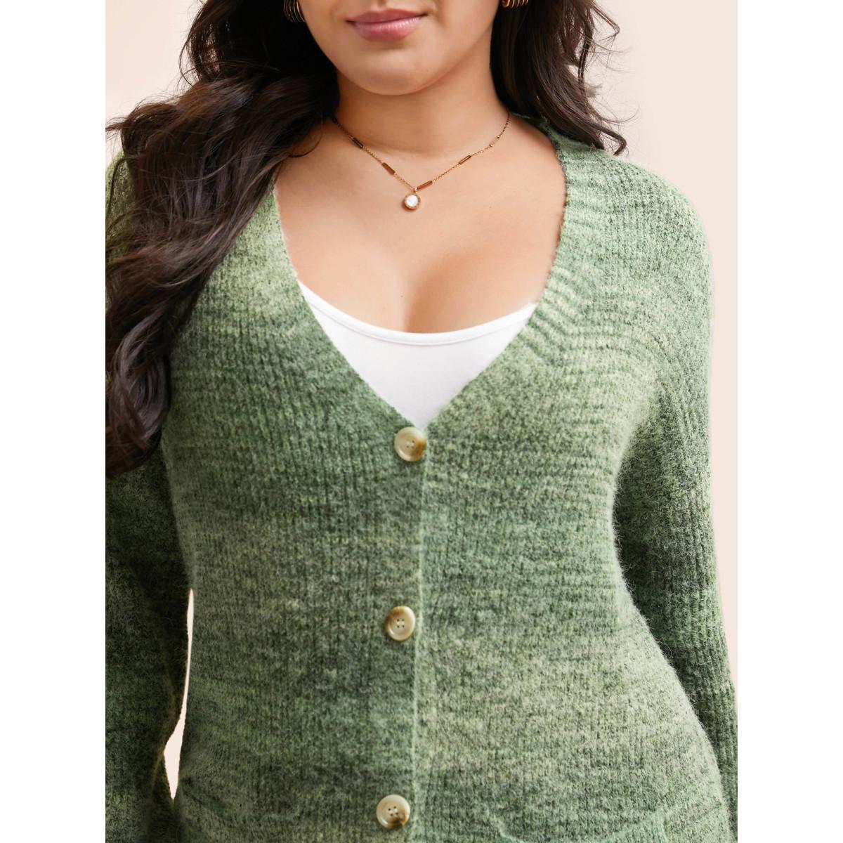 Plus Size Contrast Patched Pocket Drop Shoulder Cardigan Moss Women Casual Loose Long Sleeve Everyday Cardigans BloomChic 12/L Product Image