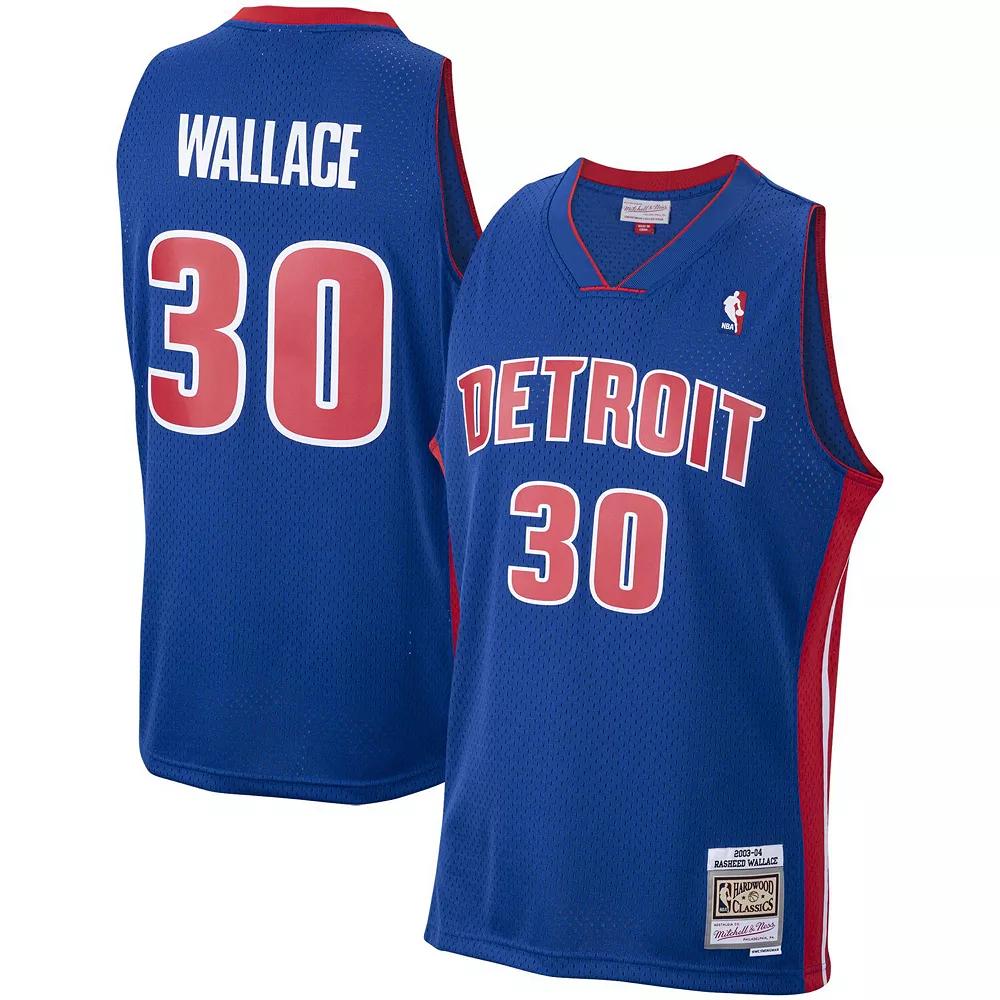 Mens Mitchell & Ness Rasheed Wallace Royal Detroit Pistons Hardwood Classics Swingman Jersey Product Image
