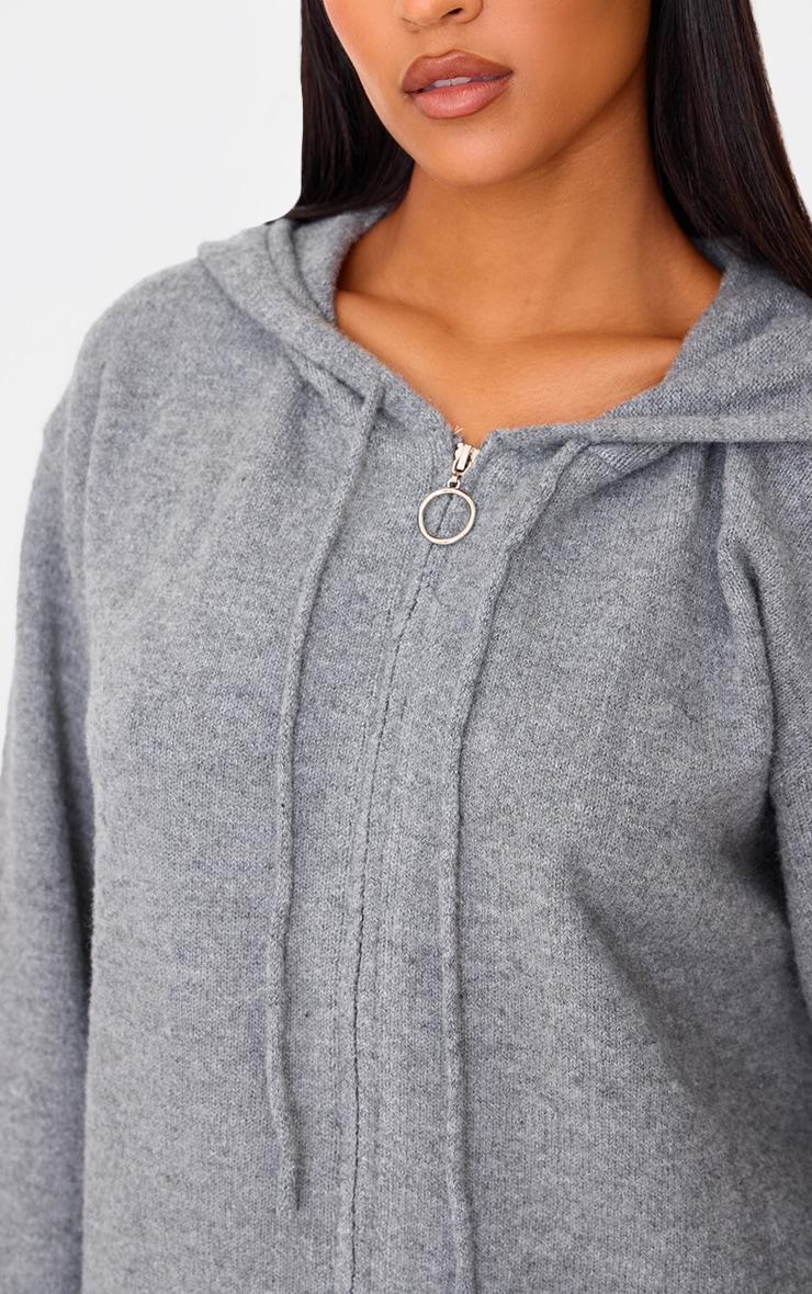 Tall Grey Knit Zip Up Hoodie Product Image