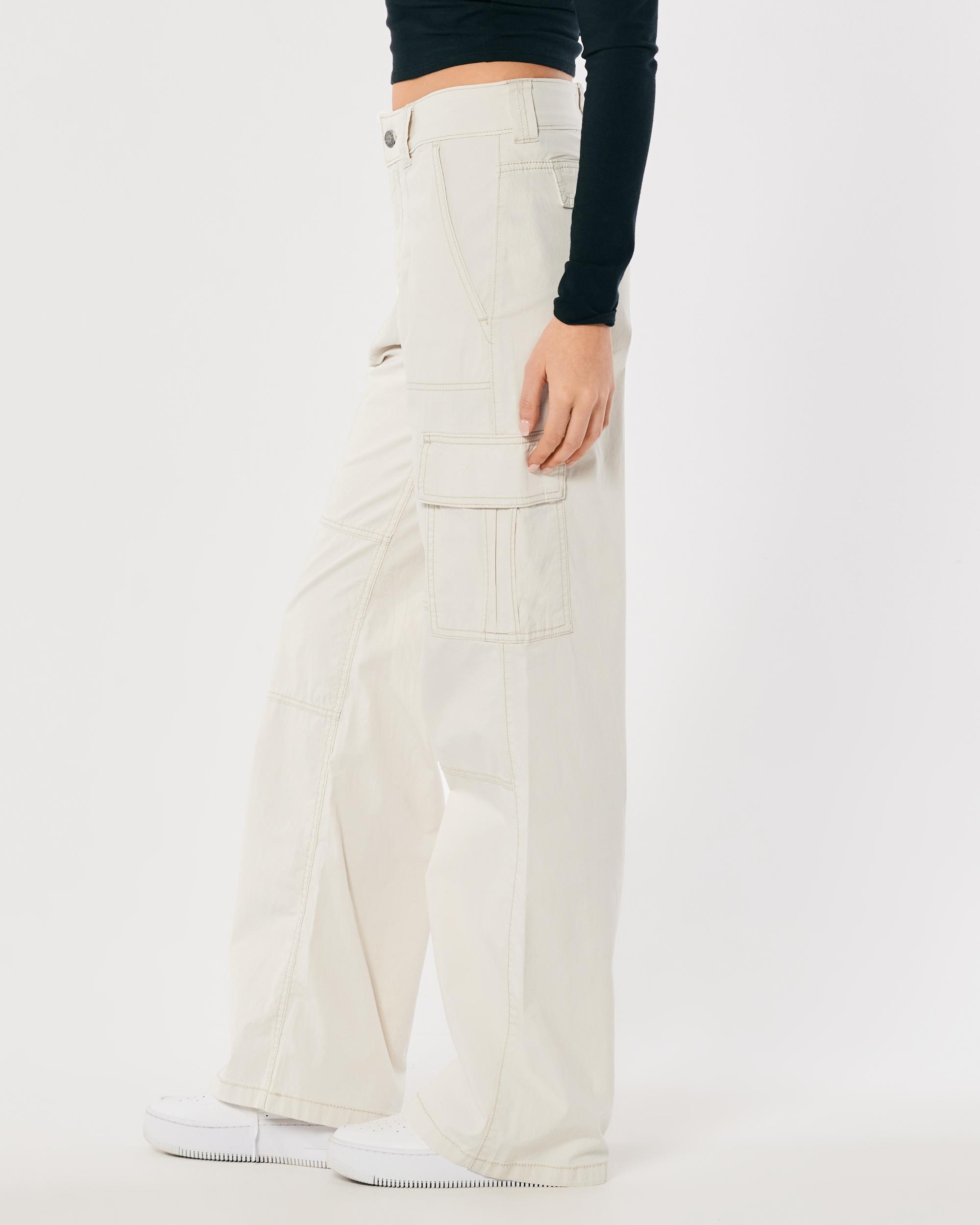 High-Rise Poplin Baggy Cargo Pants Product Image