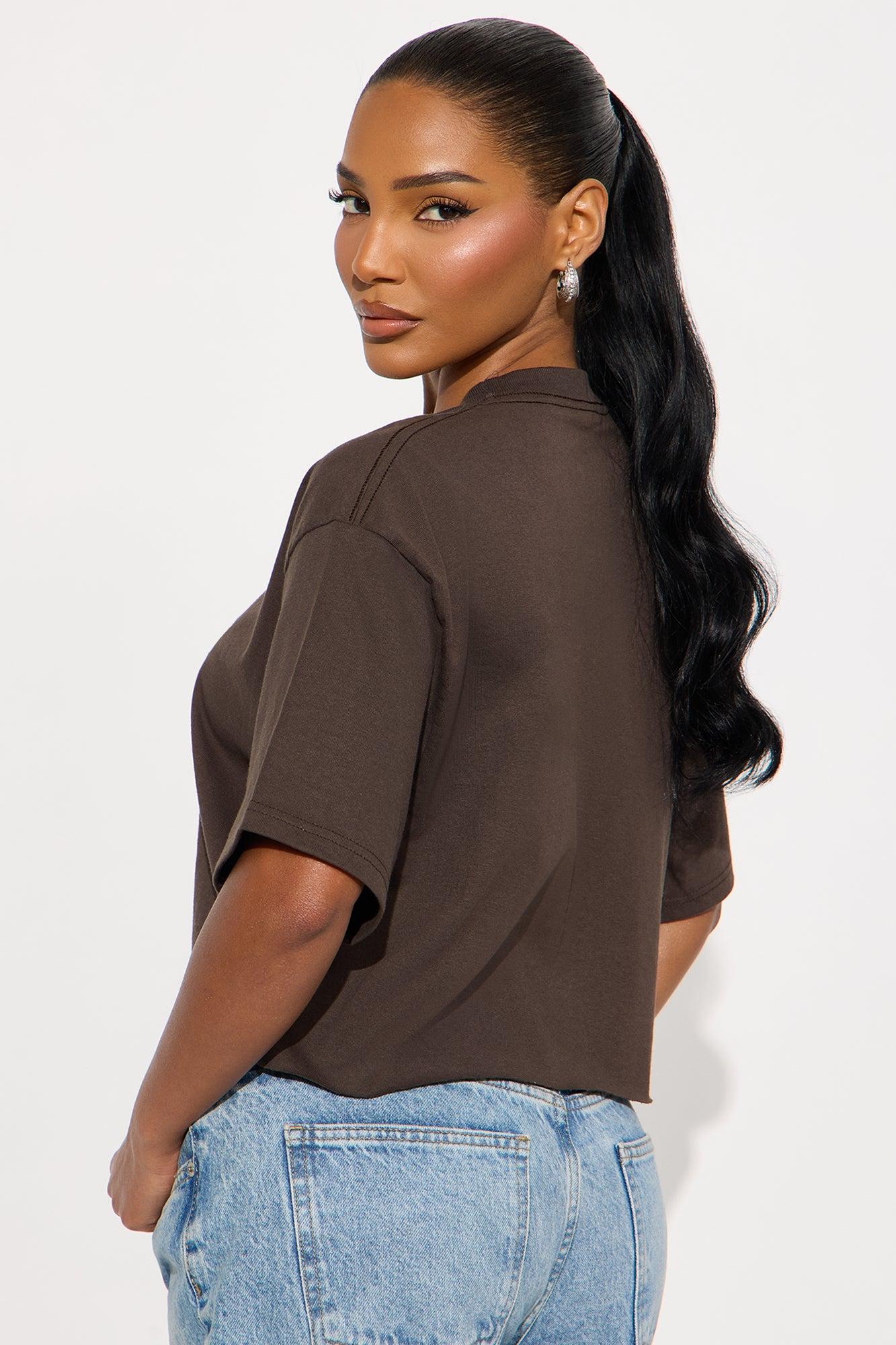 Preoccupied Cropped Tee - Brown Female Product Image