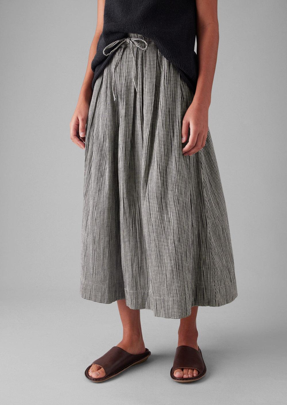 Crinkle Cotton Gingham Skirt | Ecru/Multi Product Image