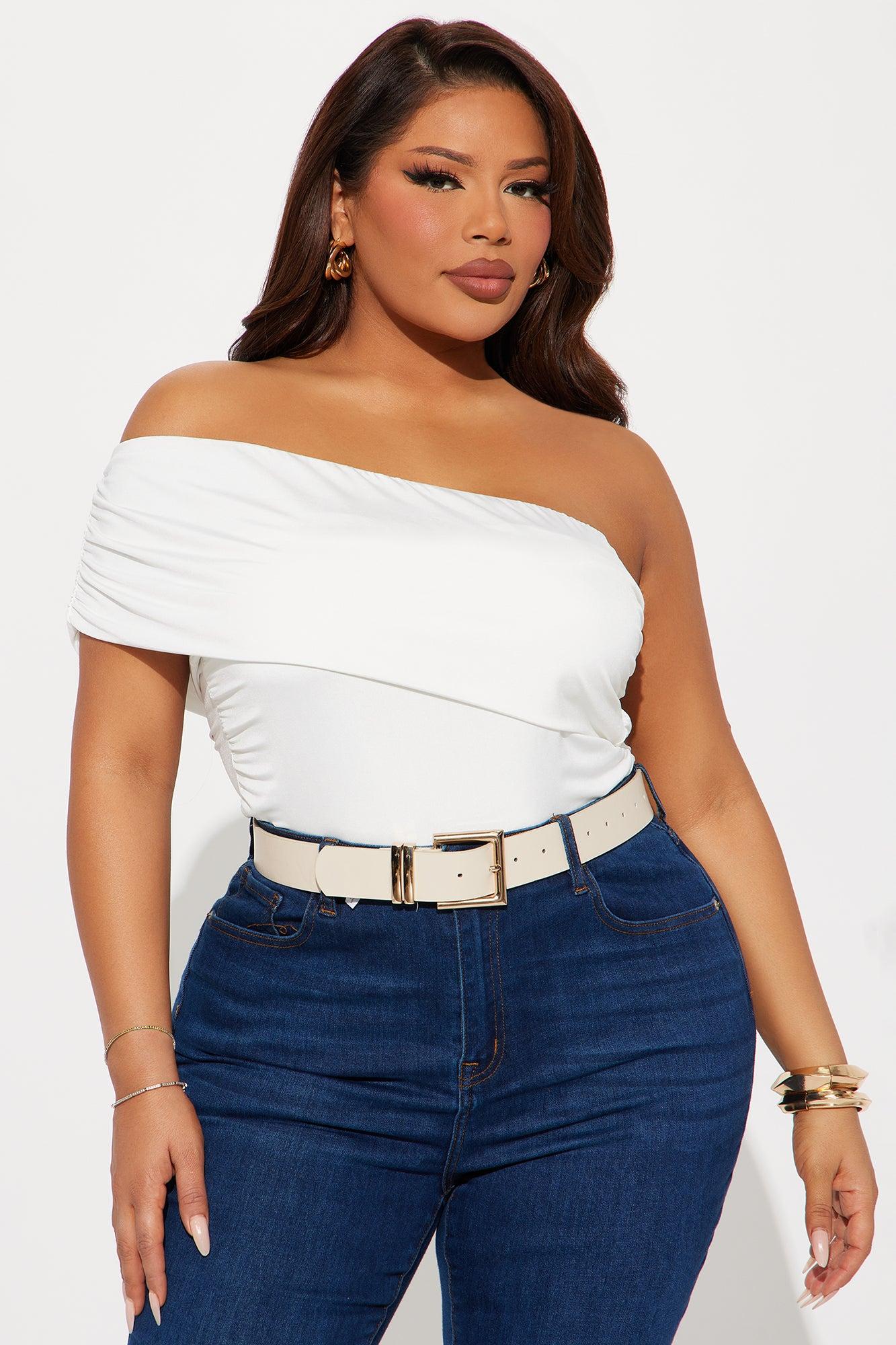 Reese Off Shoulder Ruched Bodysuit - Ivory Product Image