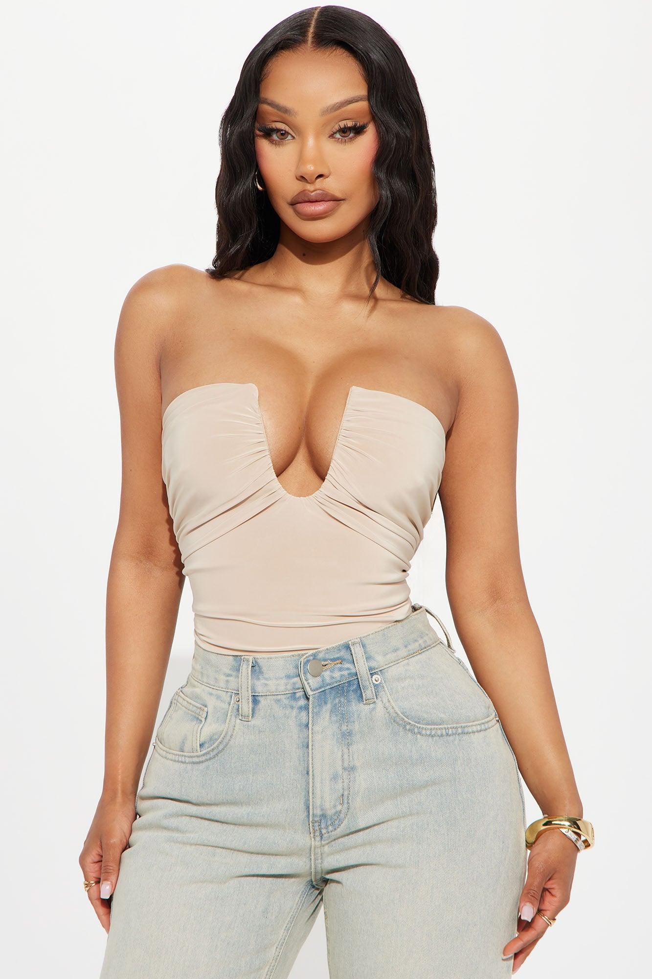 Vanity Ruched Strapless Bodysuit - Tan Product Image
