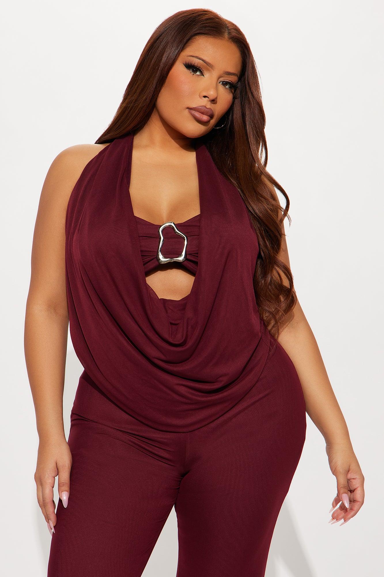 Make It Yours Mesh 3 Piece Pant Set - Burgundy Product Image
