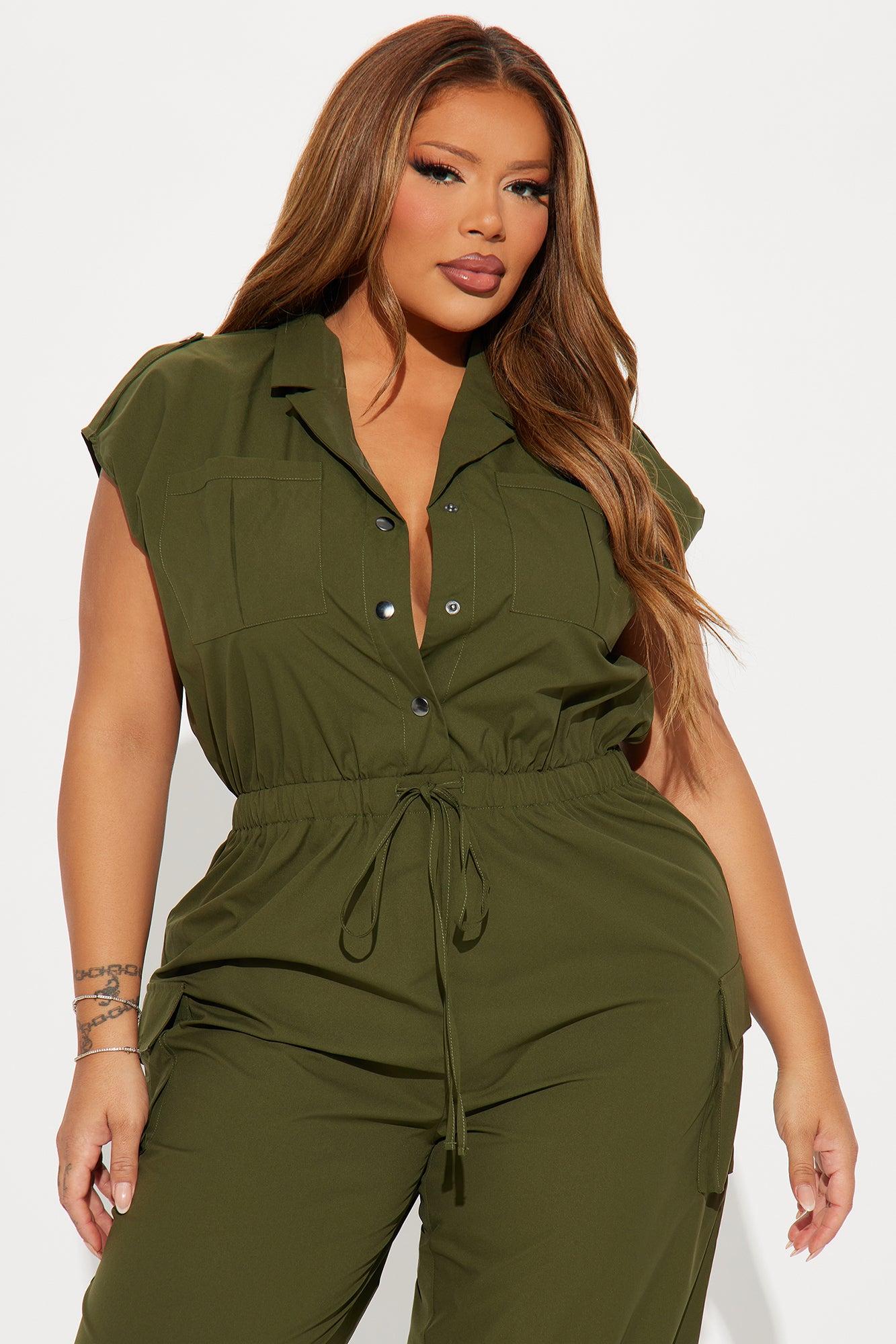 Playing Straight Up Jumpsuit - Olive Product Image