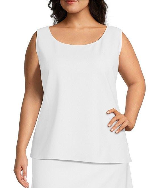 Ming Wang Plus Size Stretch Deco Crepe Scoop Neck Sleeveless Top Product Image