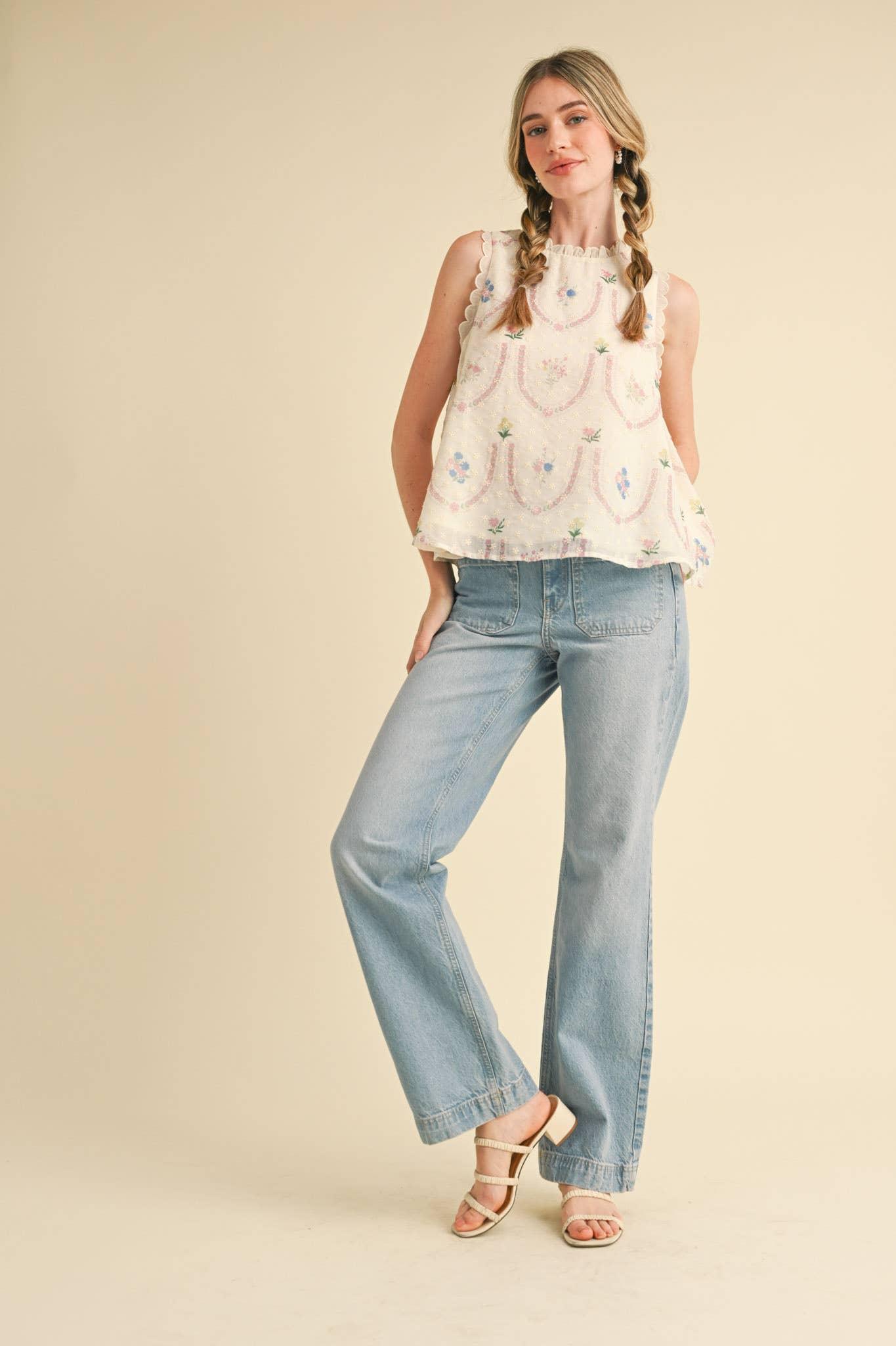 Embroidered Babydoll Top Product Image