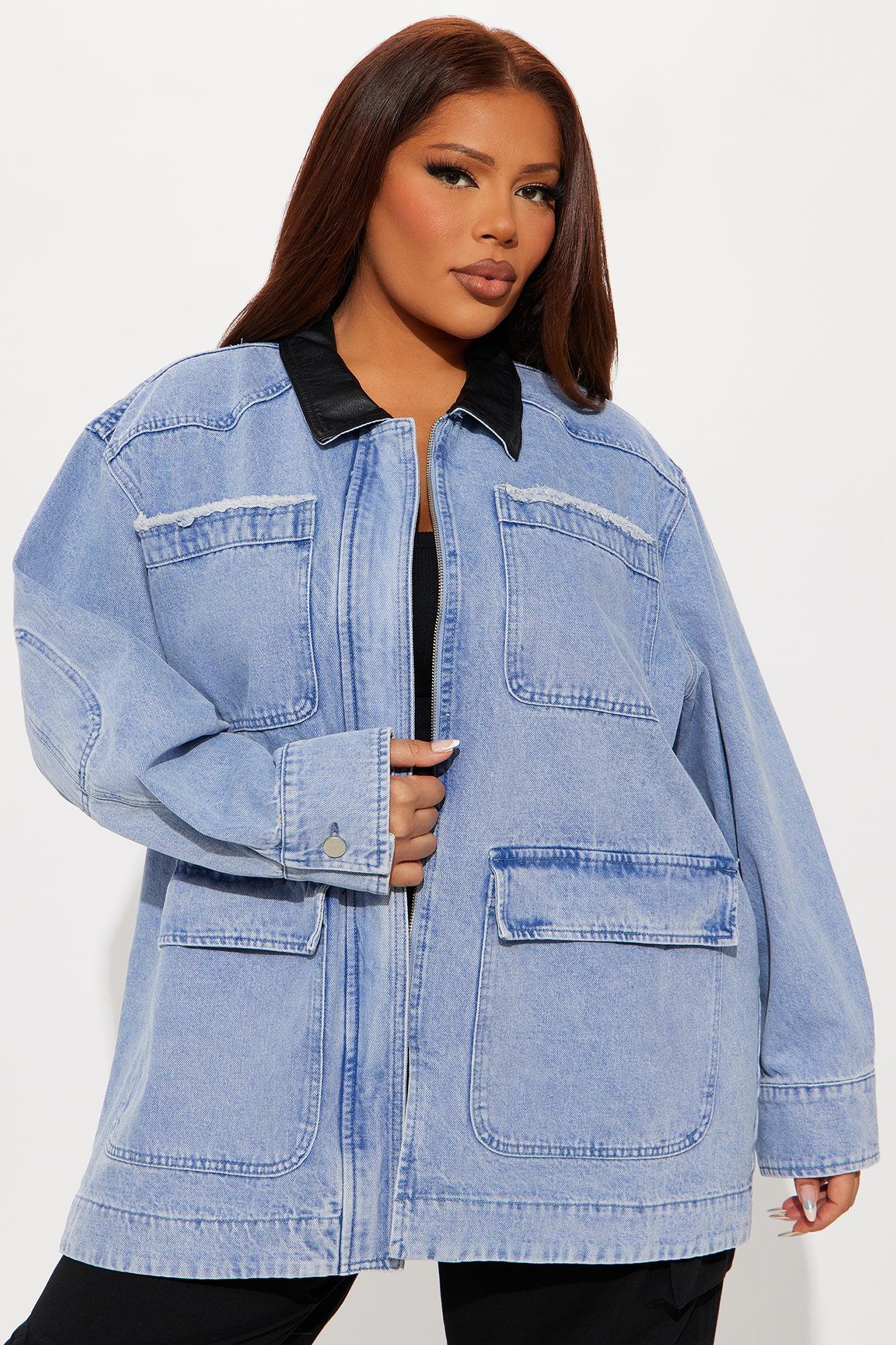 Bare Minimum Oversized Denim Barn Jacket - Medium Wash Female Product Image