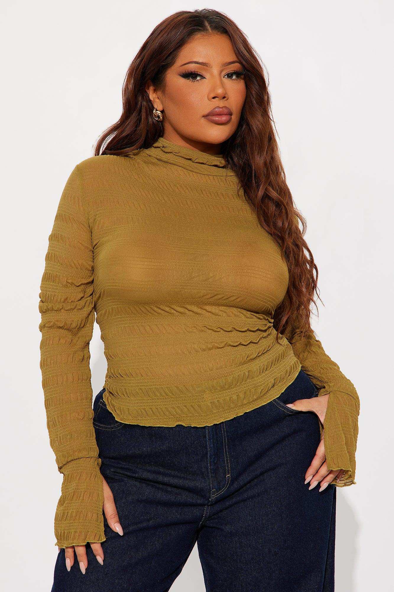 Karis Long Sleeve Turtle Neck Top - Chartreuse Female Product Image
