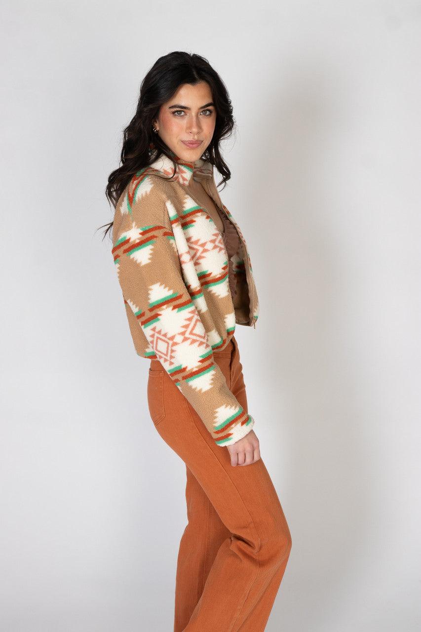 Khaki Printed Sherpa Product Image