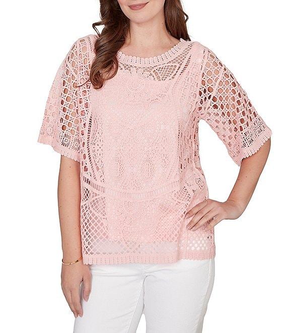 Ruby Rd. Lace Layered Tonal Tank Open-Work Knit Top Product Image