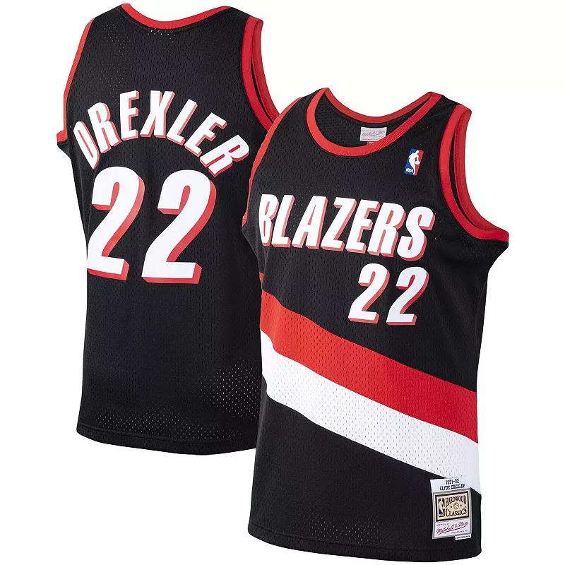 Men's Mitchell & Ness Clyde Drexler Black Portland Trail Blazers Hardwood Classics Swingman Jersey, Size: Small Product Image